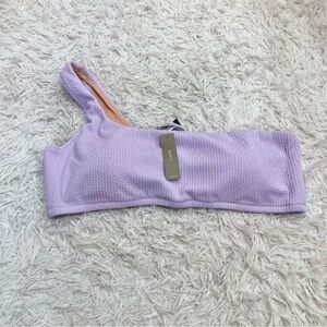 J Crew One Shoulder Textured Smocked Bikini Top‎ Lilac Purple Size XXL